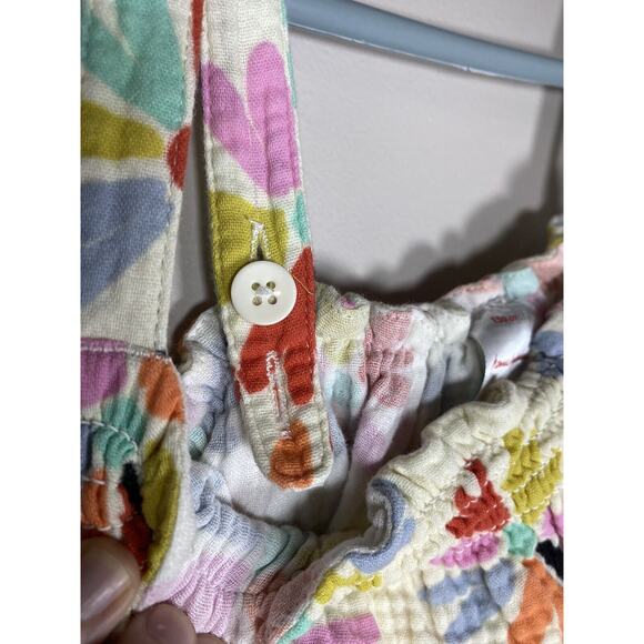 Hanna Andersson Tank Top Girls 12 Colorful Floral Ruffle Adjustable Straps Gauze - Picture 3 of 7